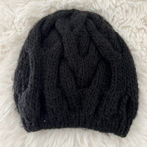 AEROPOSTALE Black Chunky Knit Beanie One Size